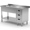 Edelstahl Gastro-Spültisch Mit Ablagefach & 3 Schubladen (Becken Links) | AISI 430 Qualität | HxBxT 85x160x60 -Küche Produkte Geschäft 015f1086 8e8b 4c38 8fba 6907c6b47c58