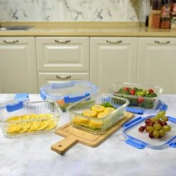 PIE LOCK | Glas Frischhaltedosen Set 10 Tlg | Vorratsdosen | Bento-Box | Aufschnittdose | Brotbox | Brotdose | Wurstdose | Mikrowellendose | Meal Prep -Küche Produkte Geschäft 093f2ce3 a880 4ef0 b973 3cba9908ddbb