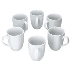 6er Set Kaffeebecher Palazzo 33cl - Kaffeetasse Aus Weißem Porzellan Mit Dekor-Kreisen In Grau Und Dunkelrot -Küche Produkte Geschäft 0a4f1b04 525a 4b1f b02d 442fc6fad01d