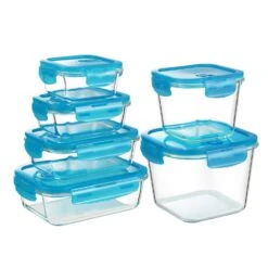 PIE LOCK | Glas Frischhaltedosen Set 10 Tlg | Vorratsdosen | Bento-Box | Aufschnittdose | Brotbox | Brotdose | Wurstdose | Mikrowellendose | Meal Prep -Küche Produkte Geschäft 163de8e9 f32f 4e19 abe0 03142175b770