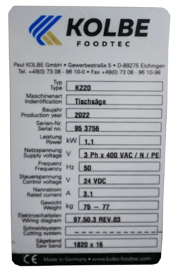 Knochenbandsäge Kolbe K220 Bandsäge Tischmodell Fleischsäge 400V Linksauslage 11 Knochenbandsäge Kolbe K220 Bandsäge Tischmodell Fleischsäge 400V Linksauslage -Küche Produkte Geschäft 1c82879b 3b8f 4ddb ba71 48b3df79d379