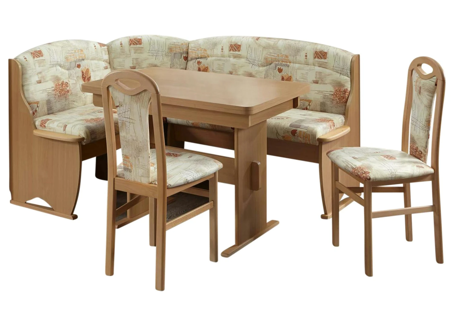 Truhen-Eckbankgruppe, Buche Natur Dekor Bzw. Buche Massiv Naturfarbig; Eckbank, 2 Stühle + Winkelwangentisch; Mikrofaser Sandfarbig Gemustert 6 Truhen-Eckbankgruppe, Buche Natur Dekor Bzw. Buche Massiv Naturfarbig; Eckbank, 2 Stühle + Winkelwangentisch; Mikrofaser Sandfarbig Gemustert - Image 4