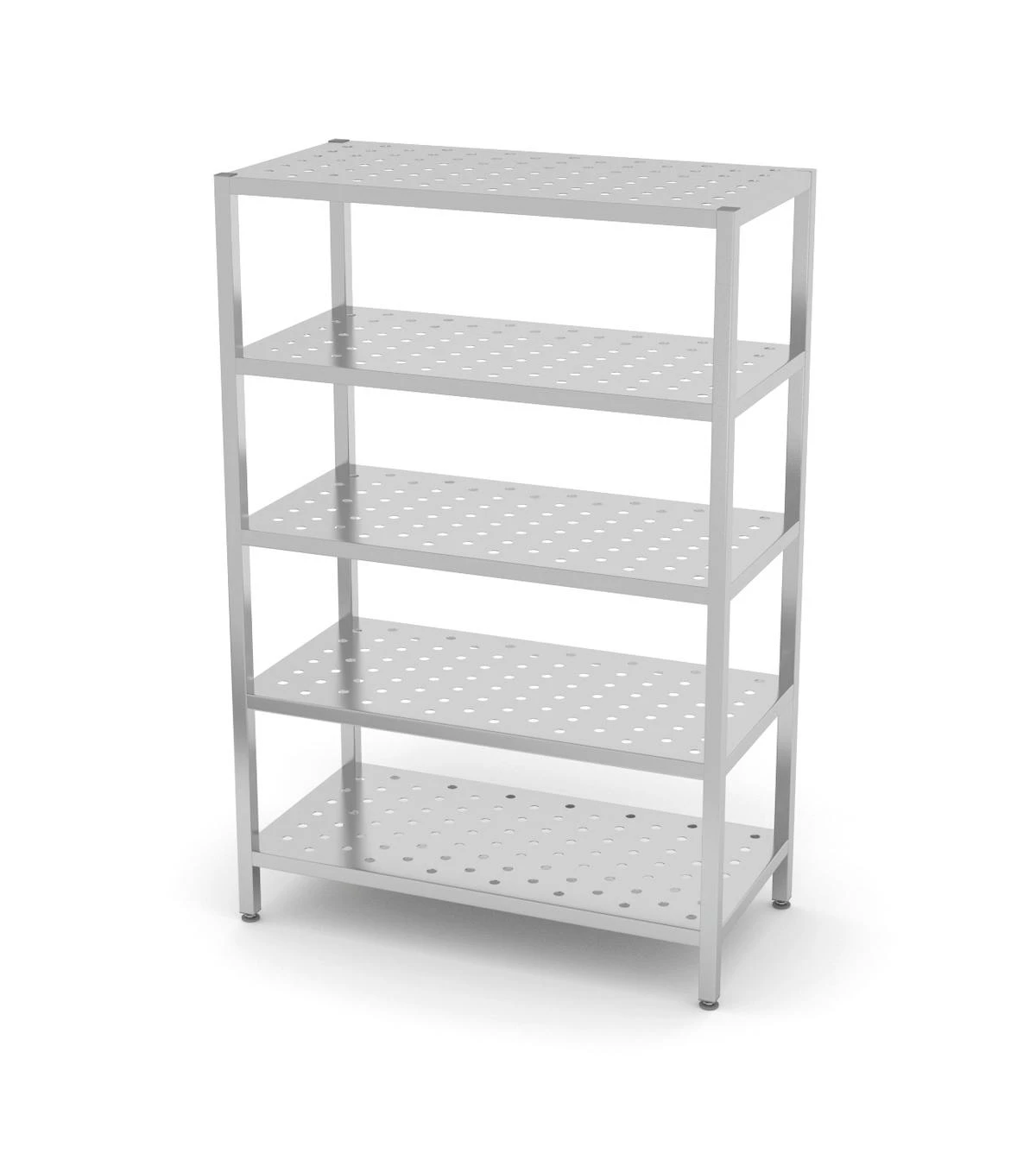 Edelstahl Gastro-Lagerregal Mit 5 Verstellbaren (perforierten) Ablagefächern | AISI 430 Qualität | HxBxT 180x140x40 4 Edelstahl Gastro-Lagerregal Mit 5 Verstellbaren (perforierten) Ablagefächern | AISI 430 Qualität | HxBxT 180x140x40 - Image 2