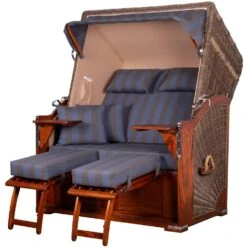 Strandkorb Komplettset - Bene Living - Schaalsee Mahagoni - PE Grau - Modell 582 - Inkl. Liftersystem