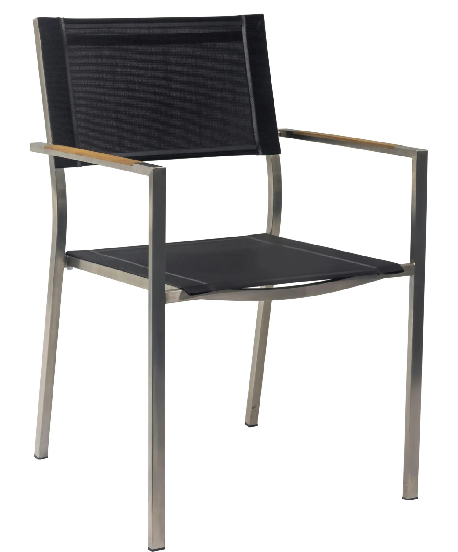 METRO Professional Stuhl, Edelstahl / Textilehne / FSC Teakholz, 55 X 56 X 85 Cm, Mit Armlehnen, Stapelbar, Schwarz 3 METRO Professional Stuhl, Edelstahl / Textilehne / FSC Teakholz, 55 X 56 X 85 Cm, Mit Armlehnen, Stapelbar, Schwarz