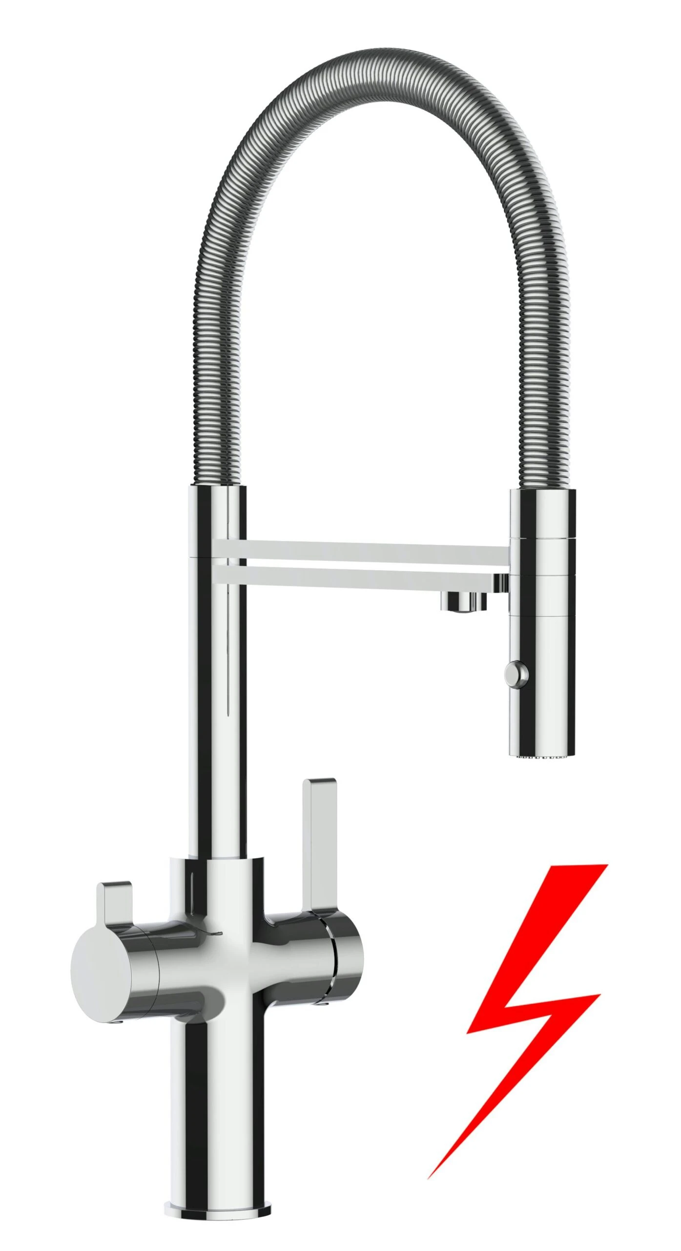 Niederdruck 3 Wege Wasserhahn Küchenarmatur Spültischmischer FC Verchromt, Mit 360° Schwenkbarem Stahlfeder Auslauf Und Abnehmbare 2 Strahl Handbrause 3 Niederdruck 3 Wege Wasserhahn Küchenarmatur Spültischmischer FC Verchromt, Mit 360° Schwenkbarem Stahlfeder Auslauf Und Abnehmbare 2 Strahl Handbrause