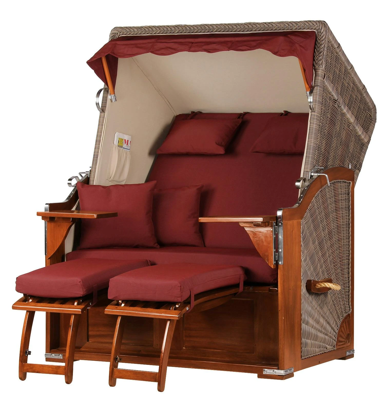 Strandkorb Komplettset - Bene Living - Schaalsee Mahagoni - PE Grau - Modell 534 - Inkl. Liftersystem 6 Strandkorb Komplettset - Bene Living - Schaalsee Mahagoni - PE Grau - Modell 534 - Inkl. Liftersystem - Image 4