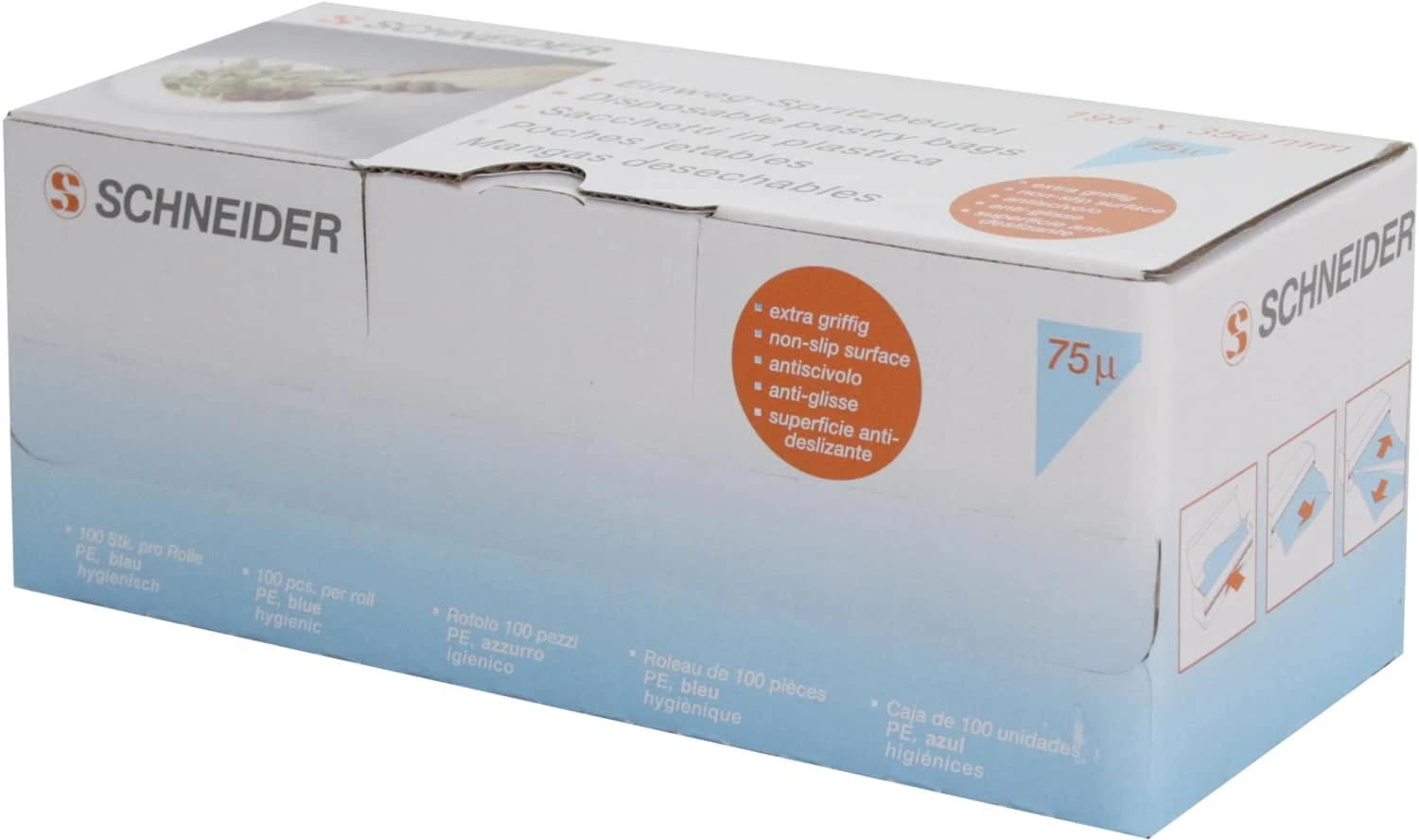 Schneider® Schneider - Einweg-Spritzbeutel, Geschlossene Spitze 300 X 160 Mm, 75 My, Gerollt. Farbe Blau 100 Stk./Box 5 Schneider® Schneider - Einweg-Spritzbeutel, Geschlossene Spitze 300 X 160 Mm, 75 My, Gerollt. Farbe Blau 100 Stk./Box - Image 3