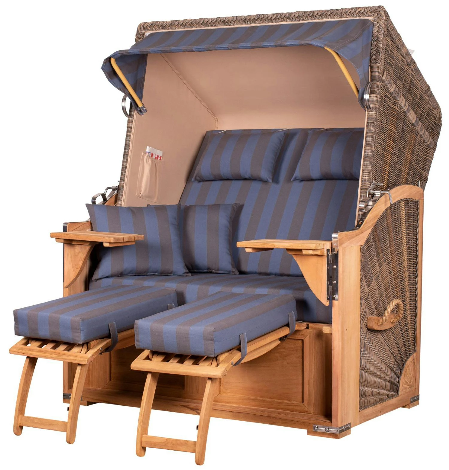 Strandkorb Komplettset - Bene Living - Schaalsee Mahagoni - PE Grau - Modell 582 - Inkl. Liftersystem 5 Strandkorb Komplettset - Bene Living - Schaalsee Mahagoni - PE Grau - Modell 582 - Inkl. Liftersystem - Image 3