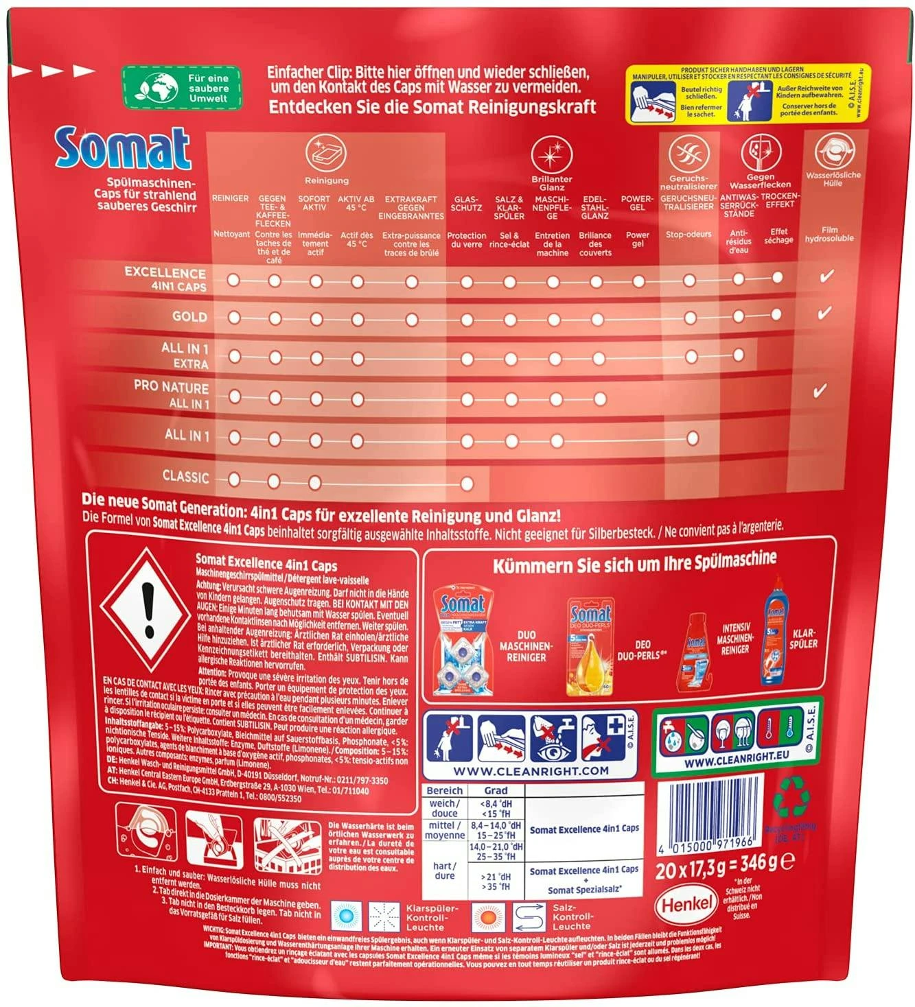 Somat Excellence 4in1 Caps 2x20 Caps Spülmaschinen Reinigung Geschirrspülmittel 9 Somat Excellence 4in1 Caps 2x20 Caps Spülmaschinen Reinigung Geschirrspülmittel - Image 7