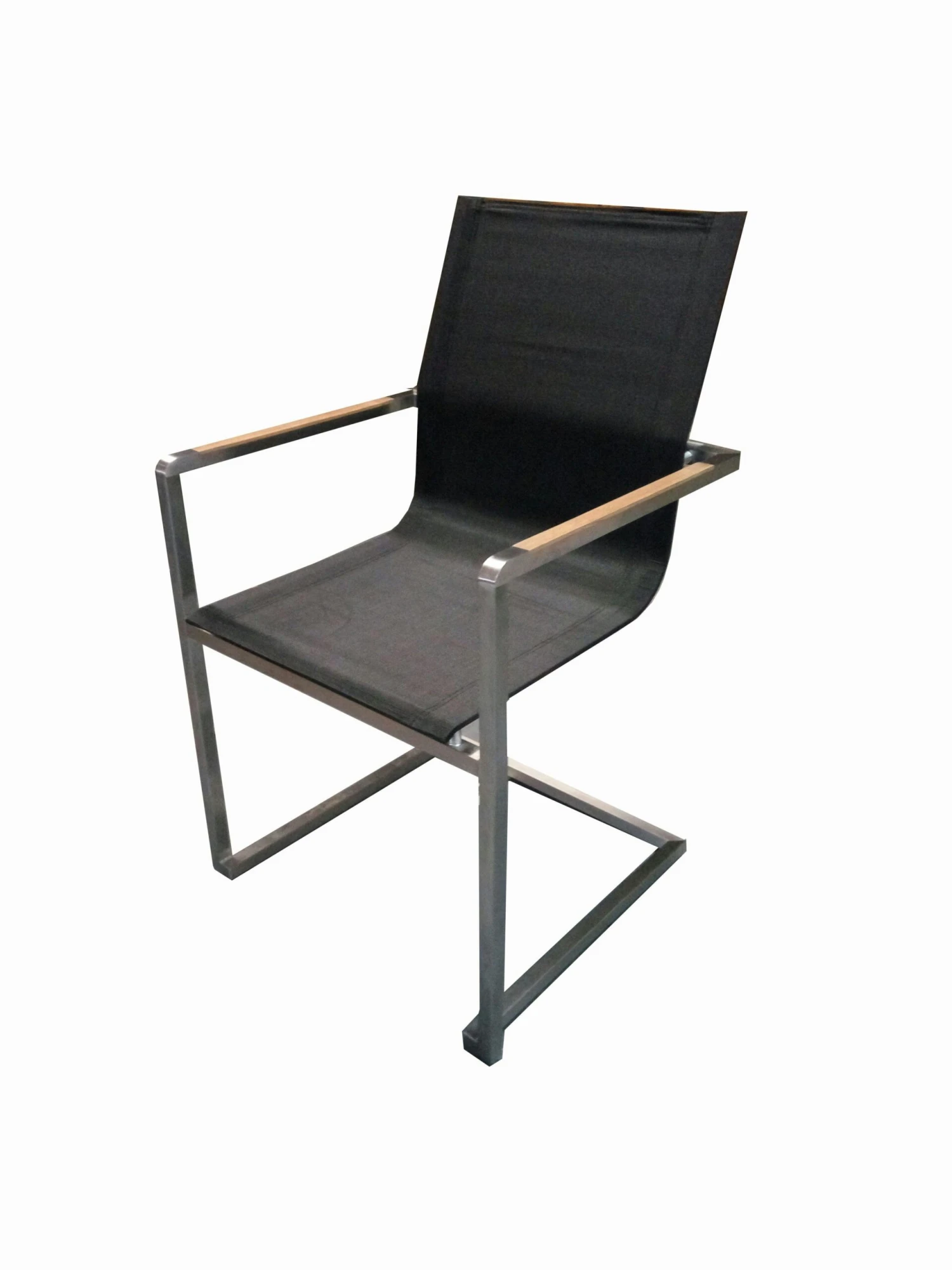 METRO Professional Stuhl, Edelstahl / Textilehne / FSC Teakholz, 55 X 56 X 85 Cm, Mit Armlehnen, Stapelbar, Schwarz 5 METRO Professional Stuhl, Edelstahl / Textilehne / FSC Teakholz, 55 X 56 X 85 Cm, Mit Armlehnen, Stapelbar, Schwarz - Image 3