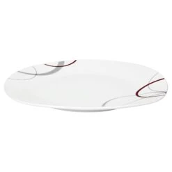 6er Set Essteller Flach Palazzo 25cm - Speiseteller Aus Weißem Porzellan Mit Dekor-Kreisen In Grau Und Dunkelrot -Küche Produkte Geschäft 537d16c5 cf0a 4afd ac7e a15ed6c0bcfa