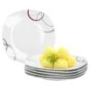 6er Set Essteller Flach Palazzo 25cm - Speiseteller Aus Weißem Porzellan Mit Dekor-Kreisen In Grau Und Dunkelrot -Küche Produkte Geschäft 5560379f d733 464e 9d9c eaf2a9a4a093