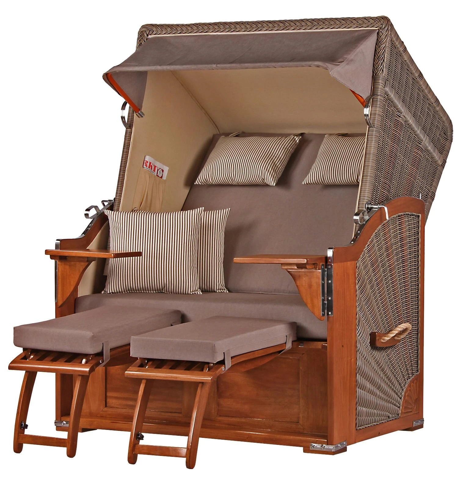 Strandkorb Komplettset - Bene Living - Schaalsee Mahagoni - PE Grau - Modell 534 - Inkl. Liftersystem 3 Strandkorb Komplettset - Bene Living - Schaalsee Mahagoni - PE Grau - Modell 534 - Inkl. Liftersystem