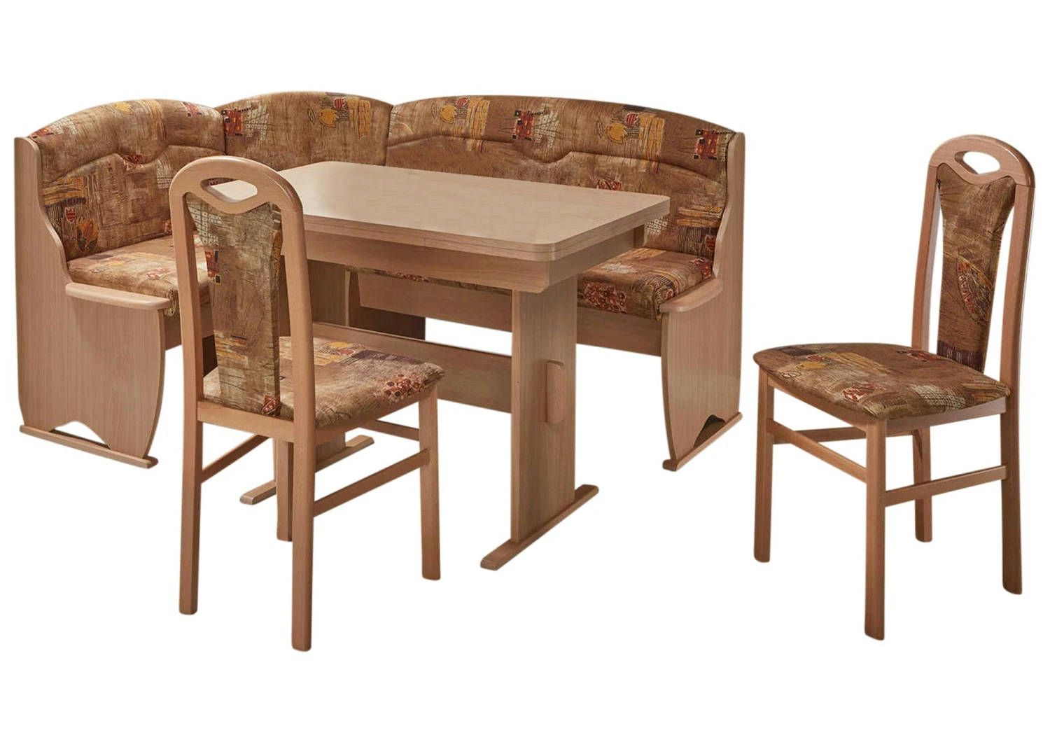 Truhen-Eckbankgruppe, Buche Natur Dekor Bzw. Buche Massiv Naturfarbig; Eckbank, 2 Stühle + Winkelwangentisch; Mikrofaser Sandfarbig Gemustert 7 Truhen-Eckbankgruppe, Buche Natur Dekor Bzw. Buche Massiv Naturfarbig; Eckbank, 2 Stühle + Winkelwangentisch; Mikrofaser Sandfarbig Gemustert - Image 5