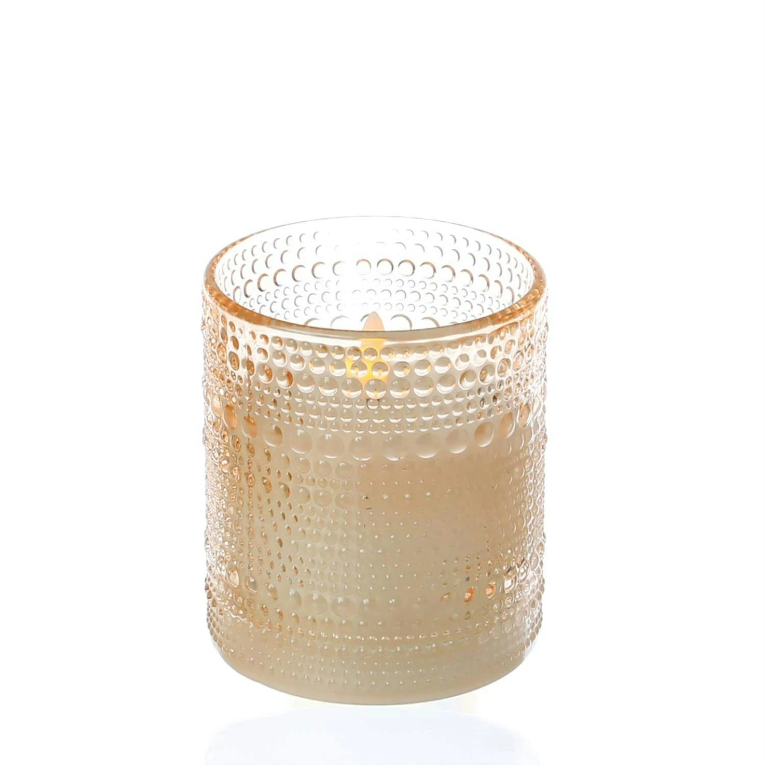 LED Windlicht Kerze Im Glas Echtwachs Flackernde 3D Flamme Timer H: 10cm Orange 3 LED Windlicht Kerze Im Glas Echtwachs Flackernde 3D Flamme Timer H: 10cm Orange