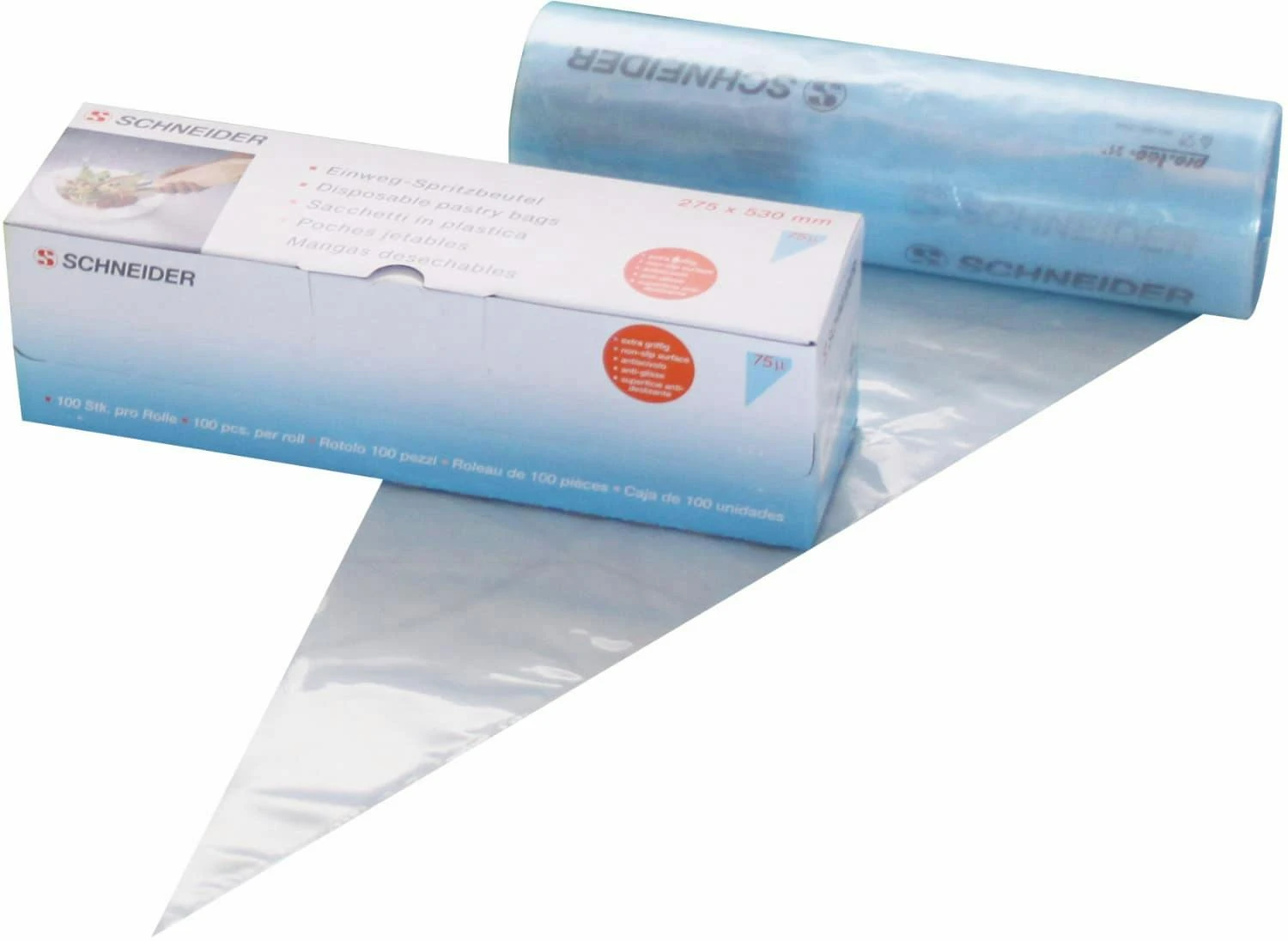 Schneider® Schneider - Einweg-Spritzbeutel, Geschlossene Spitze 300 X 160 Mm, 75 My, Gerollt. Farbe Blau 100 Stk./Box 4 Schneider® Schneider - Einweg-Spritzbeutel, Geschlossene Spitze 300 X 160 Mm, 75 My, Gerollt. Farbe Blau 100 Stk./Box - Image 2