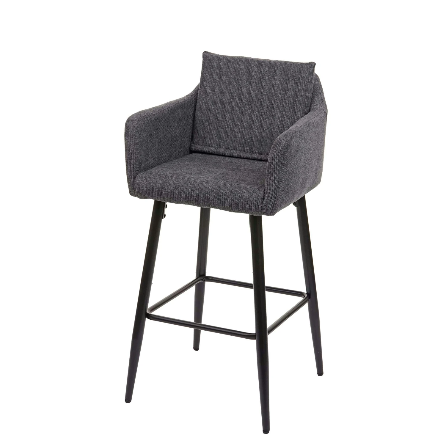 Barhocker HWC-H93, Barstuhl Tresenhocker, Fußablage Metall ~ Stoff/Textil Hellgrau 5 Barhocker HWC-H93, Barstuhl Tresenhocker, Fußablage Metall ~ Stoff/Textil Hellgrau - Image 3