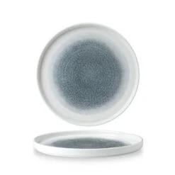 6 X Teller Flach Walled 26cm RAKU Topaz Blue