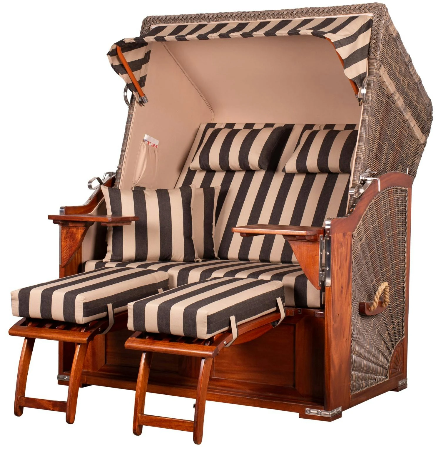 Strandkorb - Bene Living - Schaalsee Mahagoni - PE Grau - Modell 581 - Inkl. Liftersystem 4 Strandkorb - Bene Living - Schaalsee Mahagoni - PE Grau - Modell 581 - Inkl. Liftersystem - Image 2