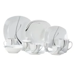 Kombiservice Palazzo 62tlg. - Weißes Porzellan Mit Kreise- Dekor In Grau Und Dunkelrot - Für 6 Personen 12 Kombiservice Palazzo 62tlg. - Weißes Porzellan Mit Kreise- Dekor In Grau Und Dunkelrot - Für 6 Personen -Küche Produkte Geschäft bc73a496 1340 45d6 8b2c f55367a52cd6 1