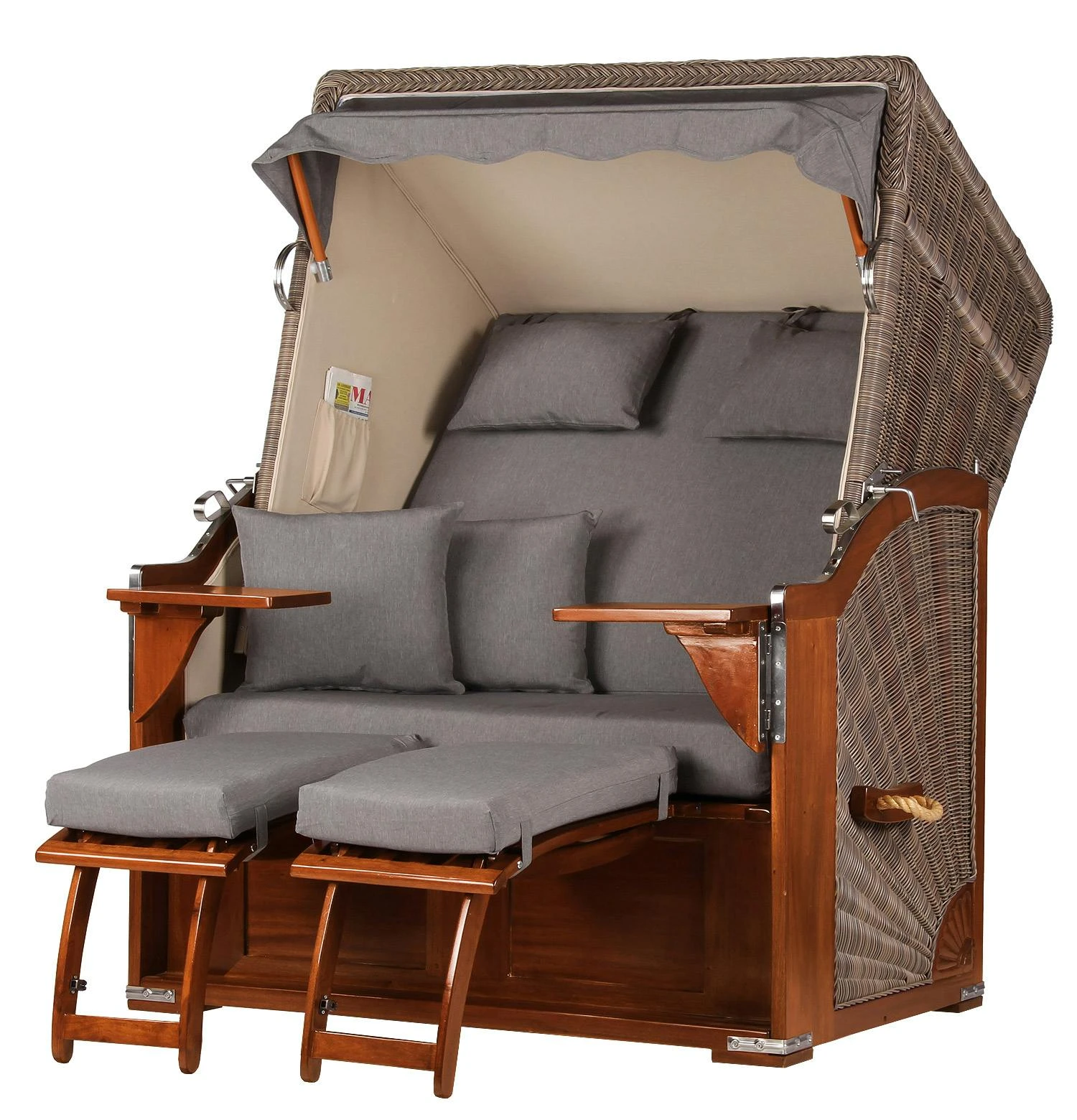 Strandkorb Komplettset - Bene Living - Schaalsee Mahagoni - PE Grau - Modell 534 - Inkl. Liftersystem 7 Strandkorb Komplettset - Bene Living - Schaalsee Mahagoni - PE Grau - Modell 534 - Inkl. Liftersystem - Image 5