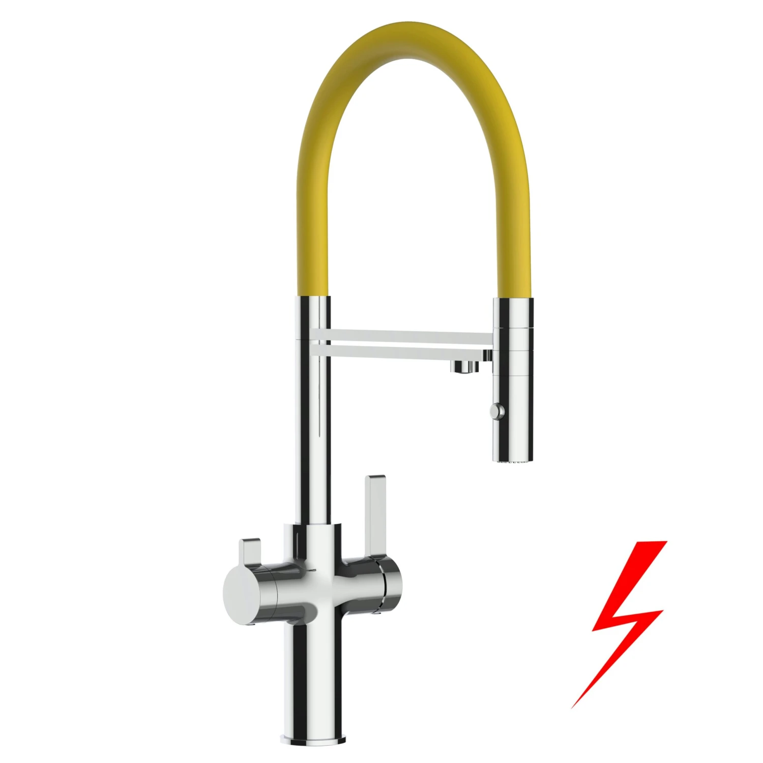 Niederdruck 3 Wege Wasserhahn Küchenarmatur Spültischmischer FC Verchromt, Mit 360° Schwenkbarem Stahlfeder Auslauf Und Abnehmbare 2 Strahl Handbrause 7 Niederdruck 3 Wege Wasserhahn Küchenarmatur Spültischmischer FC Verchromt, Mit 360° Schwenkbarem Stahlfeder Auslauf Und Abnehmbare 2 Strahl Handbrause - Image 5