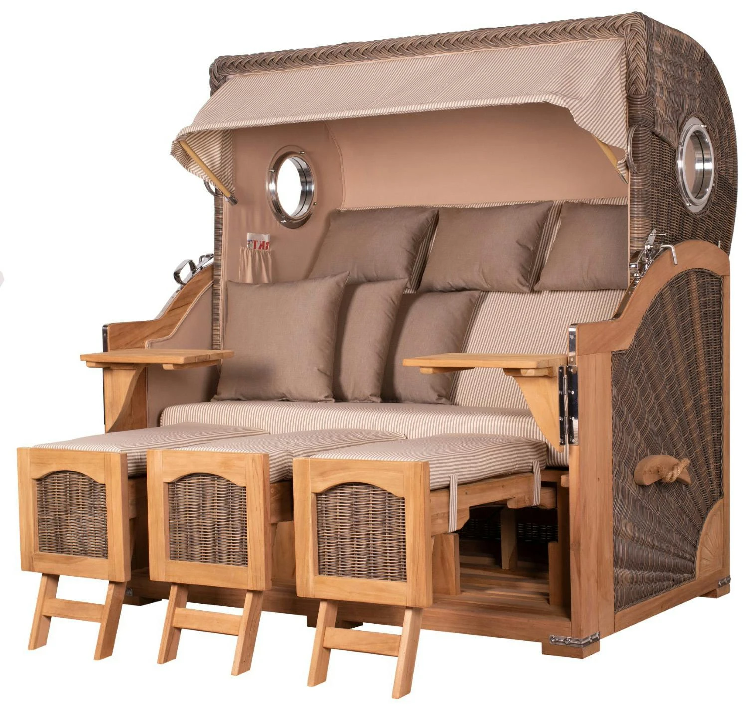 Strandkorb - Bene Living - Ammersee Grande XXL Teak Bullauge - PE Grau - Modell 551 - 3-Sitzer Inkl. Liftersystem 5 Strandkorb - Bene Living - Ammersee Grande XXL Teak Bullauge - PE Grau - Modell 551 - 3-Sitzer Inkl. Liftersystem - Image 3