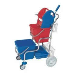 CleanSV® Verchromter Putzwagen Mit Profi Mopresse, 2 Gitterkörben, 1 Ablage Und 2 Plastikeimer -Küche Produkte Geschäft d0c90c94 0382 4b95 9631 a8185637ab8e