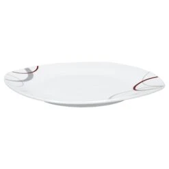 6er Set Dessertteller Flach Palazzo 19cm - Kuchenteller / Frühstücksteller Aus Weißem Porzellan Mit Dekor-Kreisen In Grau Und Dunkelrot -Küche Produkte Geschäft d46ae29d 21bc 4e7c 8098 ffd3b9b9cfcd