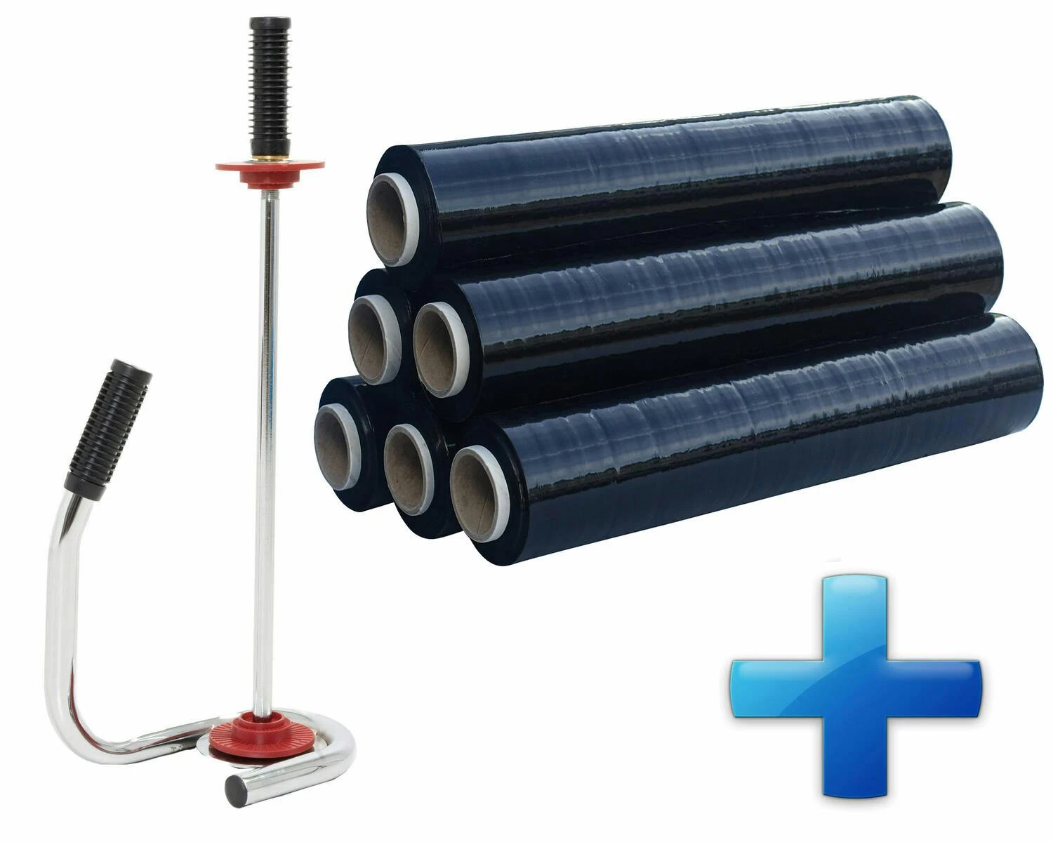 Sparset 2 Rollen Handstretchfolie Handwickelfolie Schwarz Mit Abroller DE LUXE 4 Sparset 2 Rollen Handstretchfolie Handwickelfolie Schwarz Mit Abroller DE LUXE - Image 2