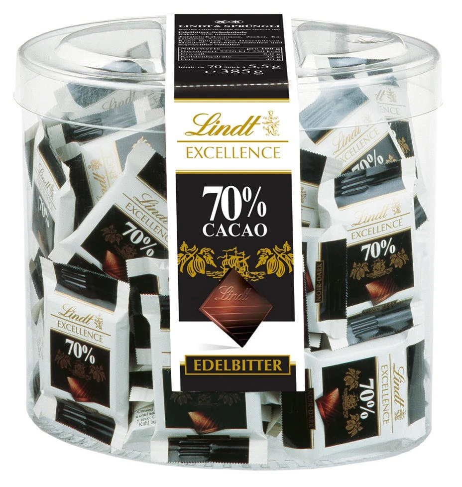 Lindt Excellence 70% Mini 70 Täfelchen X 5,5 G (385 G) 3 Lindt Excellence 70% Mini 70 Täfelchen X 5,5 G (385 G)