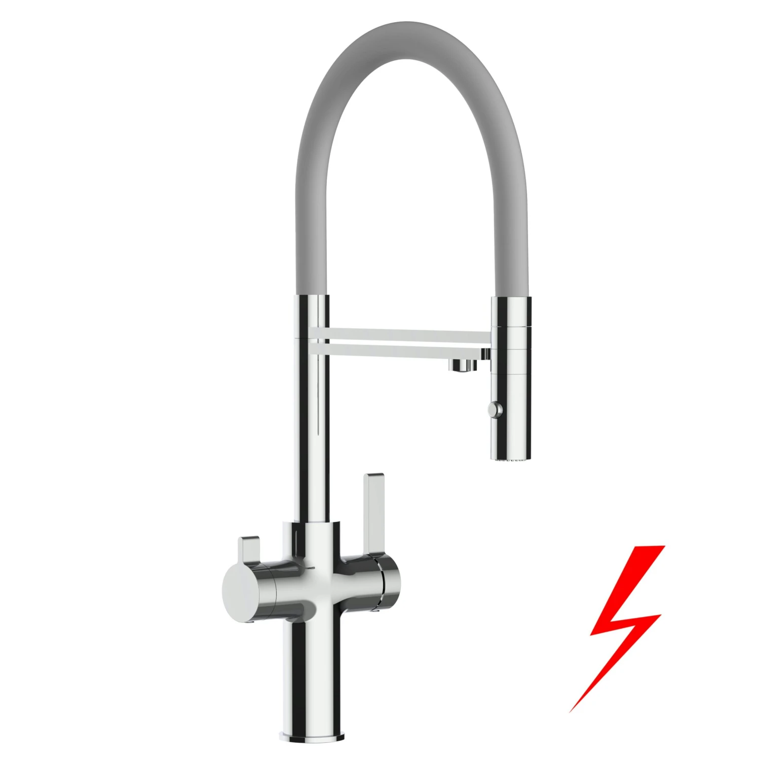 Niederdruck 3 Wege Wasserhahn Küchenarmatur Spültischmischer FC Verchromt, Mit 360° Schwenkbarem Stahlfeder Auslauf Und Abnehmbare 2 Strahl Handbrause 6 Niederdruck 3 Wege Wasserhahn Küchenarmatur Spültischmischer FC Verchromt, Mit 360° Schwenkbarem Stahlfeder Auslauf Und Abnehmbare 2 Strahl Handbrause - Image 4