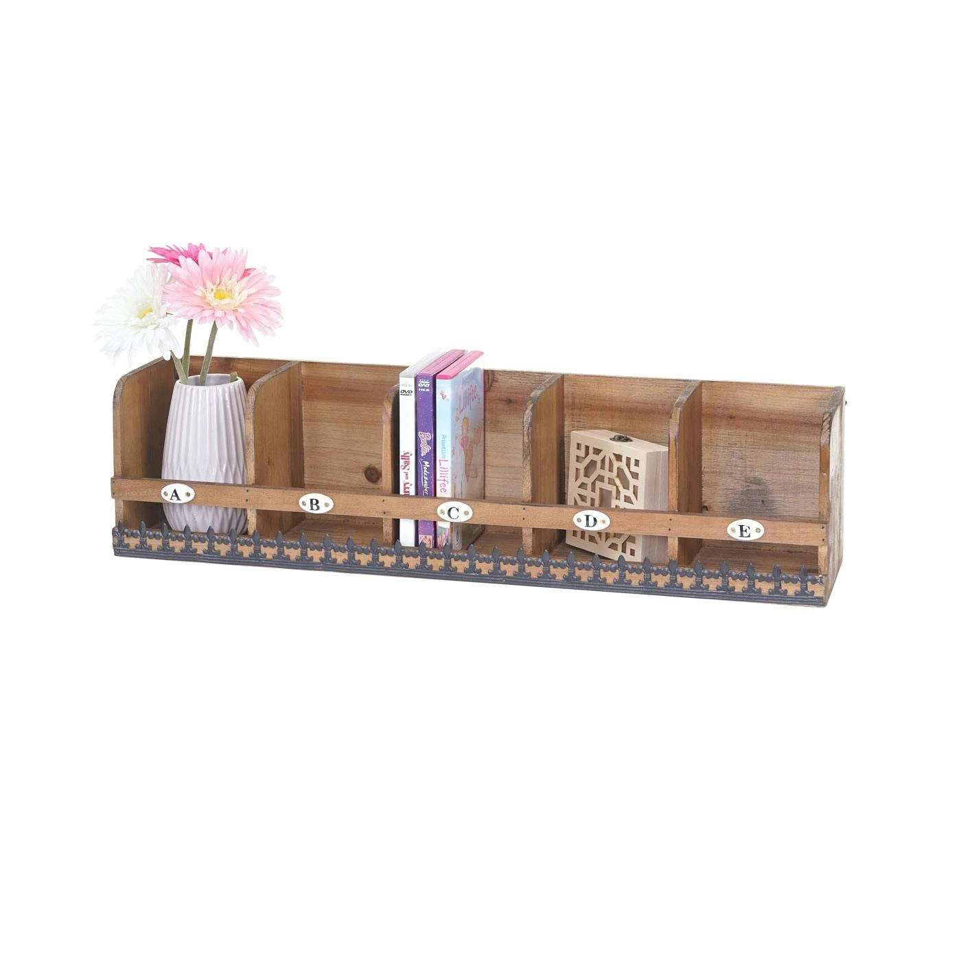 Wandregal HWC-C55, Schubladen-Regal, Shabby-Look Vintage, 21x46x30cm ~ Braun 6 Wandregal HWC-C55, Schubladen-Regal, Shabby-Look Vintage, 21x46x30cm ~ Braun – Bild 4