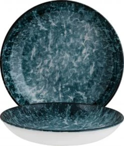 6x Pastateller Geschirr Tief 25cm 130cl Blau Weiß Schwarz Rund Porzellan Bonna Sepia Bloom Kantenschutz